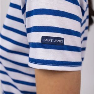 Saint James ETRILLE Stripe Tee with Short Sleeve (White/Royal Blue)